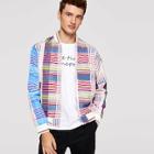 Shein Men Zip Up Striped Bomber Jacket