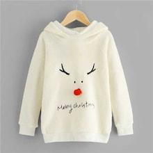 Shein Toddler Girls Christmas & Letter Embroidered Hoodie