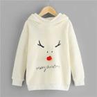 Shein Toddler Girls Christmas & Letter Embroidered Hoodie