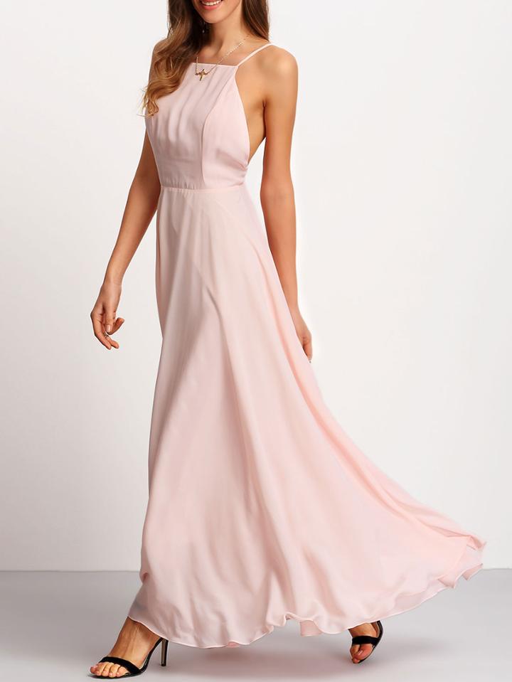 Shein Crossover Low-cut Back Full Length Dress