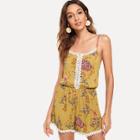 Shein Lace Contrast Floral Romper