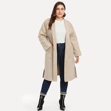 Shein Plus Solid Split Side Coat