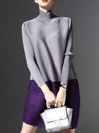 Shein Grey High Neck Color Block Pockets Dress