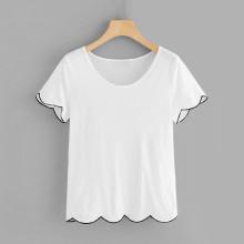 Shein Scallop Trim Sheer Tee