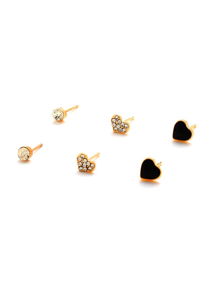 Shein Rhinestone Embellished Heart Shaped Stud Earring Set