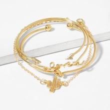 Shein Twist & Cactus Detail Bracelet 4pcs