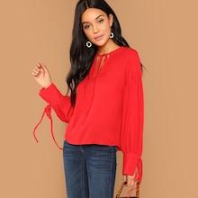 Shein Drop Shoulder Knot Neck Blouse