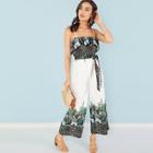 Shein Waist Belted Floral Cami Jumpsuit