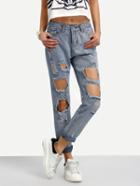 Shein Destructed Rolled Hem Boyfriend Jeans