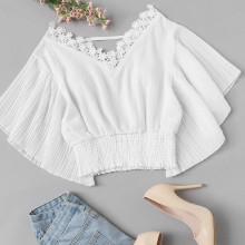 Shein Lace Panel Trim Solid Top