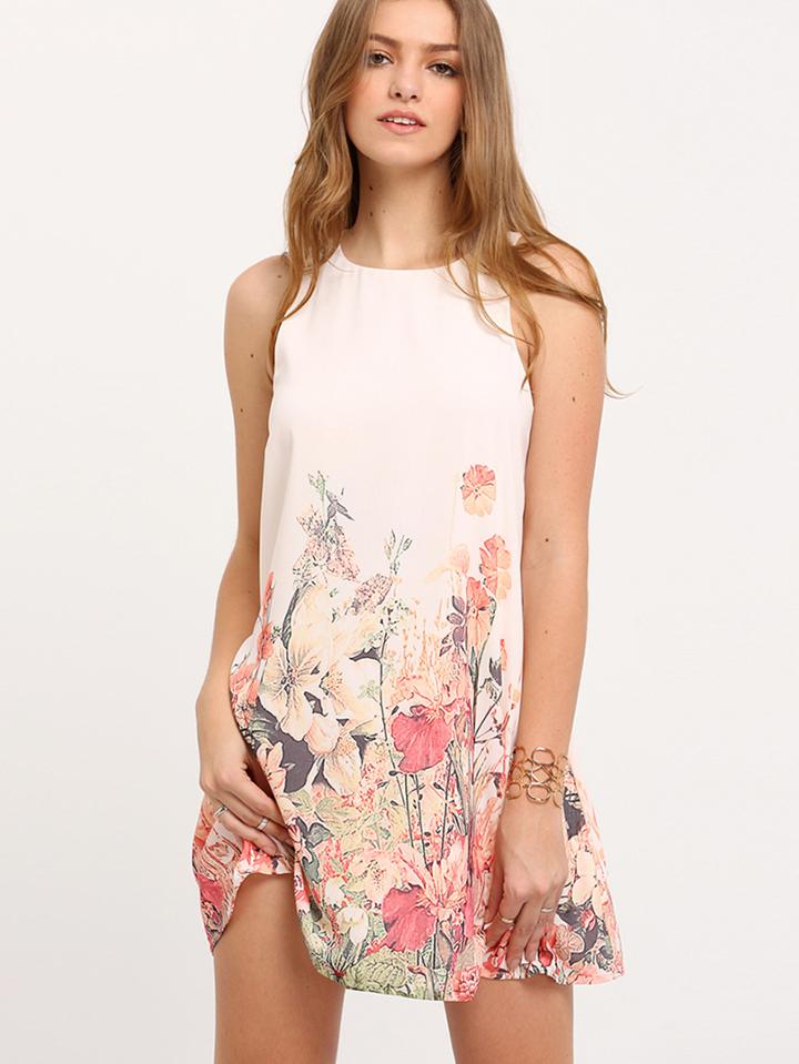 Shein Floral Print Keyhole Back Tank Dress