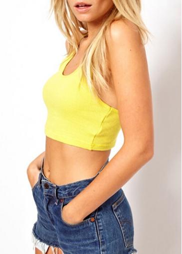 Rosewe Yellow Scoop Neck Short Tank Top