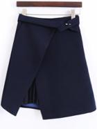 Shein Navy Pleated Detail Asymmetrical Skirt