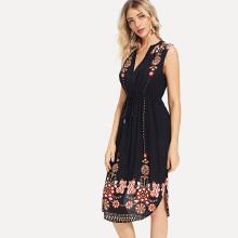 Shein Tribal Print Curved Hem Dress