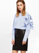 Shein Vertical Striped Bow Tie Sleeve Blouse