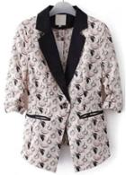 Rosewe Pretty Print Design Turndown Collar Three Quarter Sleeve Suit