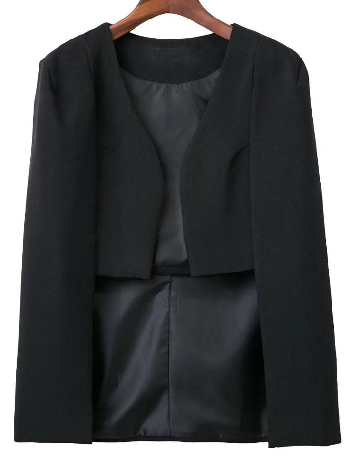 Shein Black Cape Sleeve High Low Blazer