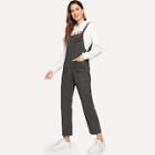 Shein Solid Pocket Decoration Denim Overalls
