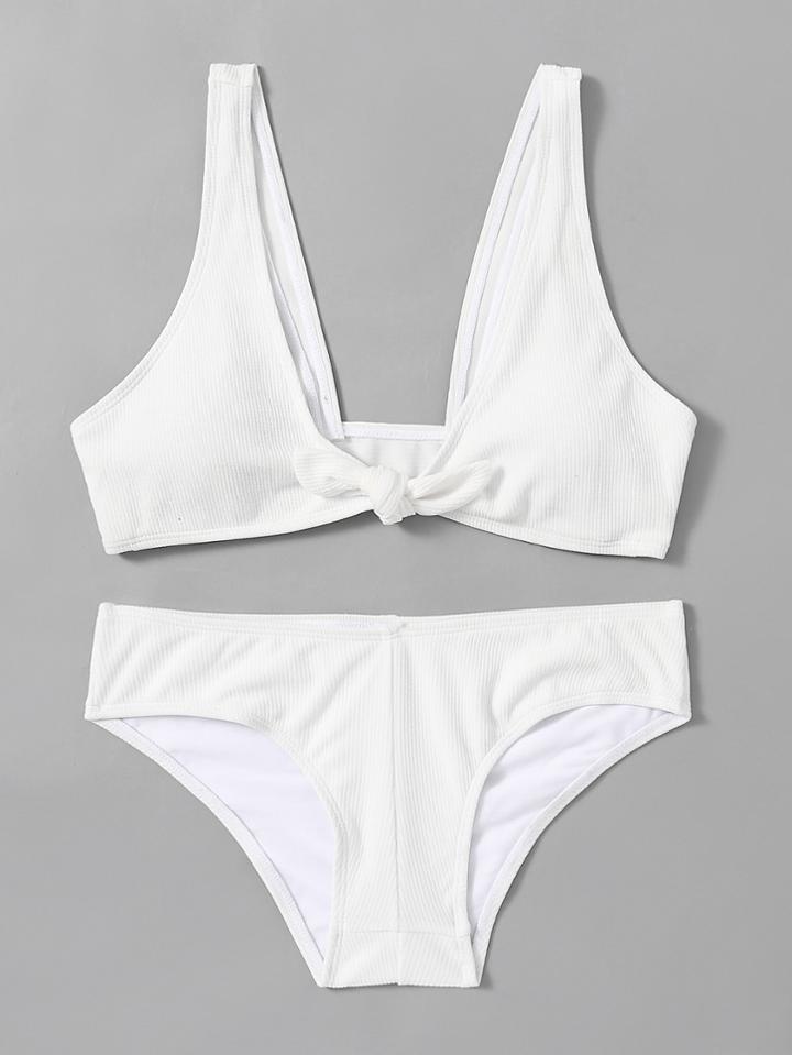 Shein Kont Front Plunge Neck Bikini Set