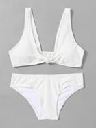 Shein Kont Front Plunge Neck Bikini Set