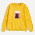 Shein Men Cat & Letter Print Sweatshirt