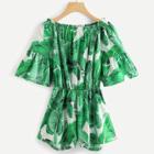 Shein Off Shoulder Tropic Print Romper