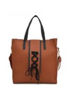 Shein Lace Up Satchel Bag With Striped Strap