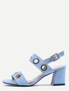 Shein Metal Eyelet Strap Sandals - Blue