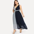 Shein Plus Criss Cross Color Block Shell Dress