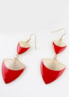 Shein Red Gemstone Gold Triangle Dangle Earrings