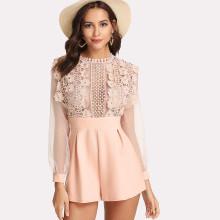 Shein Floral Lace Applique See Through Bodice Romper