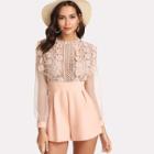 Shein Floral Lace Applique See Through Bodice Romper