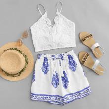 Shein Criss Cross Back Cami Top With Shorts
