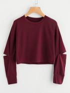 Shein Cut Out Sleeve Crop Sweatshirt