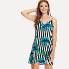 Shein Tropical & Striped Slip Dress