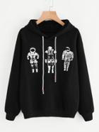 Shein Graffiti Print Raglan Sleeve Hoodie