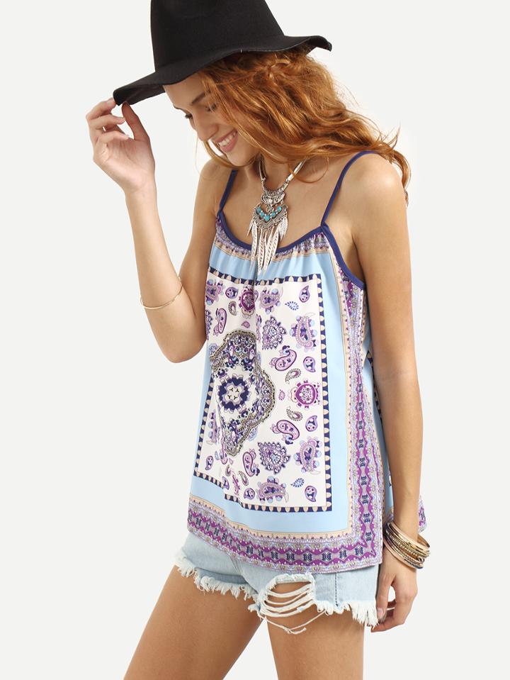 Shein Multicolor Print Spaghetti Strap Tank Top