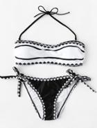 Shein Contrast Trim Two Tone Bandeau Bikini Set