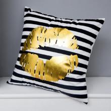 Shein Lips Print Striped Decorative Pillowcase Cover