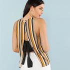 Shein Slit Back Striped Shell Top