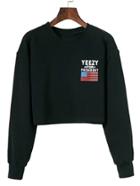 Shein American Flag Print Crop Sweatshirt