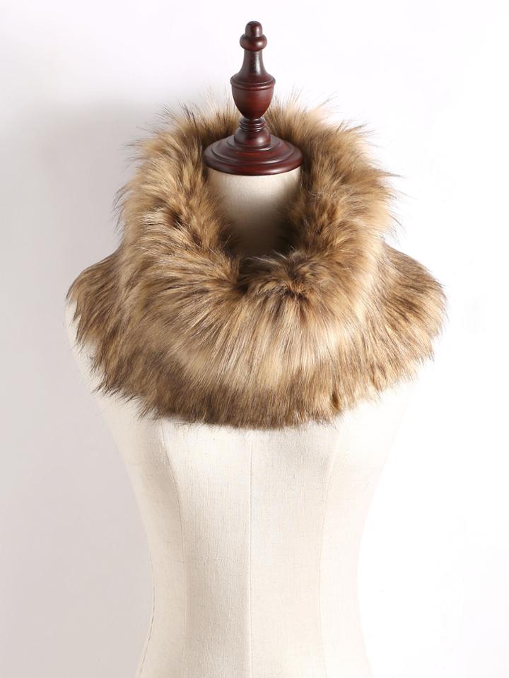 Shein Brown Faux Fur Infinity Scarf