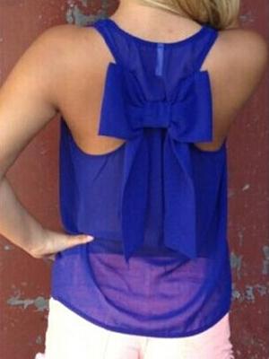 Shein Blue Bowknot Tank Top