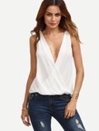 Shein Deep-plunge Neck Surplice Blouse