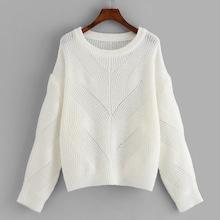 Shein Plus Drop Shoulder Eyelet Detail Sweater