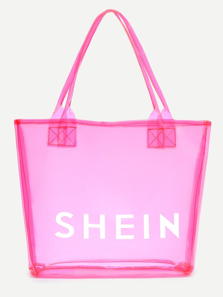 Hot Pink Shein Print Clear Beach Tote Bag