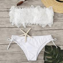 Shein Crochet Flower Applique Bikini Set