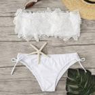 Shein Crochet Flower Applique Bikini Set