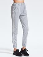 Shein Heather Grey Striped Side Elastic Waist Pants