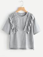 Shein High Low Slub Tee With Exaggerated Frill